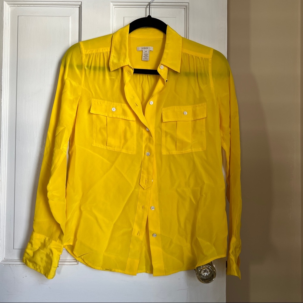 J.Crew size 00, silk yellow blouse
